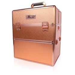 Kuferek kosmetyczny XXL na lampę i frezarkę z kratą dwuczęściowy Mollylac Rose Golden make up case